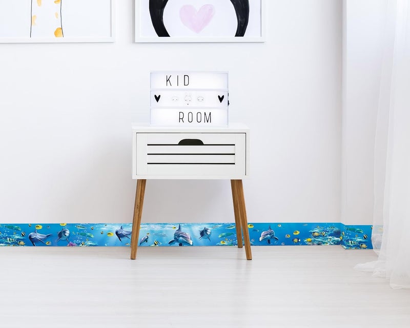 FLFK Peel and Stick Wallpaper Border Wall Decals for Kids Room - Under The Sea Fish Stickers Murals, 6" x 240" (Blue) - Image 3